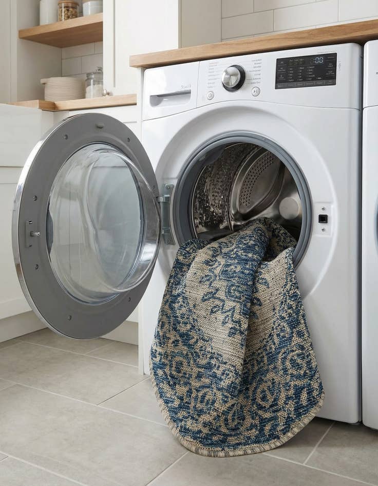 Detail image of  3' x 3'  Washable Traditional Indoor / Outdoor Round Rug