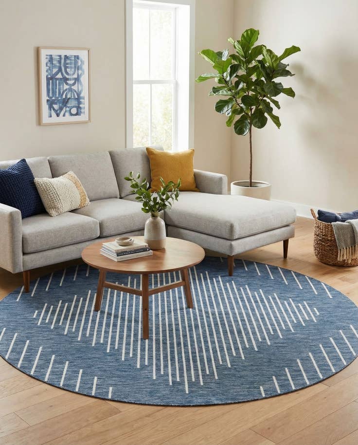 Detail image of 7' 10 x 7' 10 Easy-Clean Modern Indoor / Outdoor Round Rug