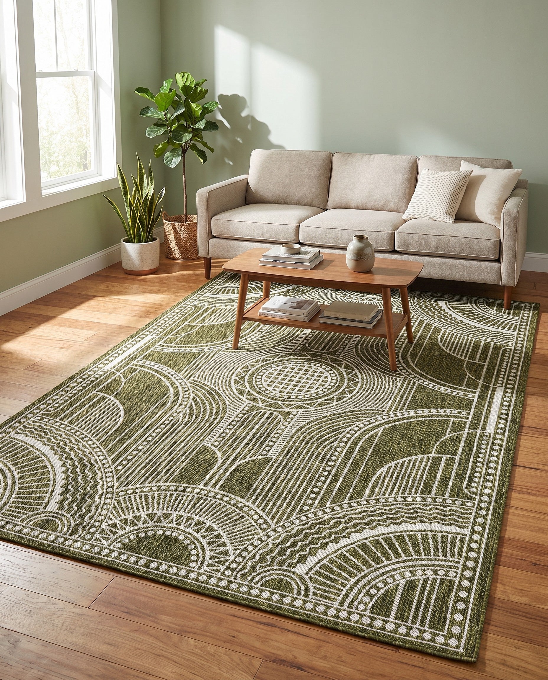 6' x 9' Easy-Clean Traditional Indoor / Outdoor Rug