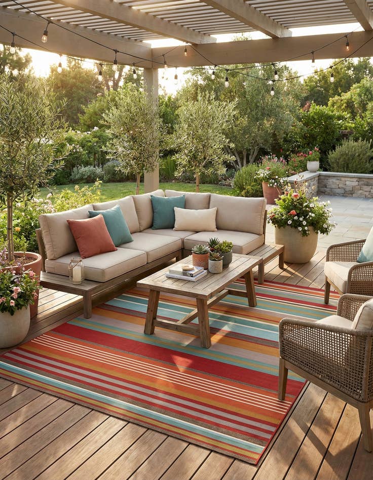 Detail image of 9' x 12'  Washable Modern Indoor / Outdoor Rug