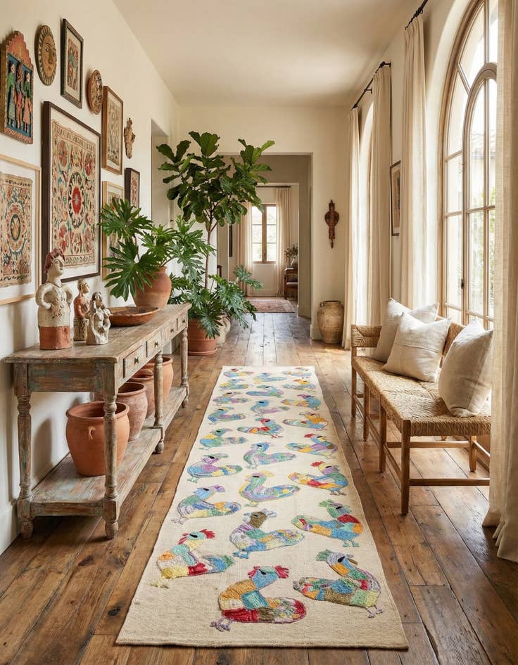 Detail image of 2' 4 x 9' 3  Hand Woven Kilim Suzani Wool Runner Rug