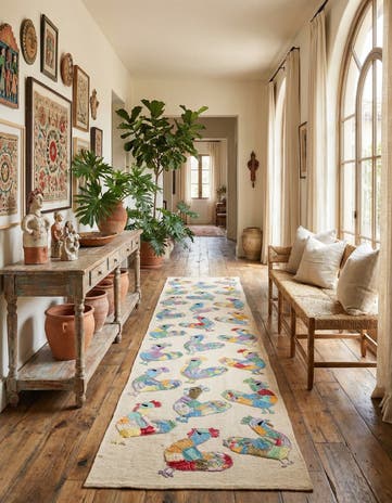 2' 4 x 9' 3 Hand Woven Kilim Suzani Wool Runner Rug