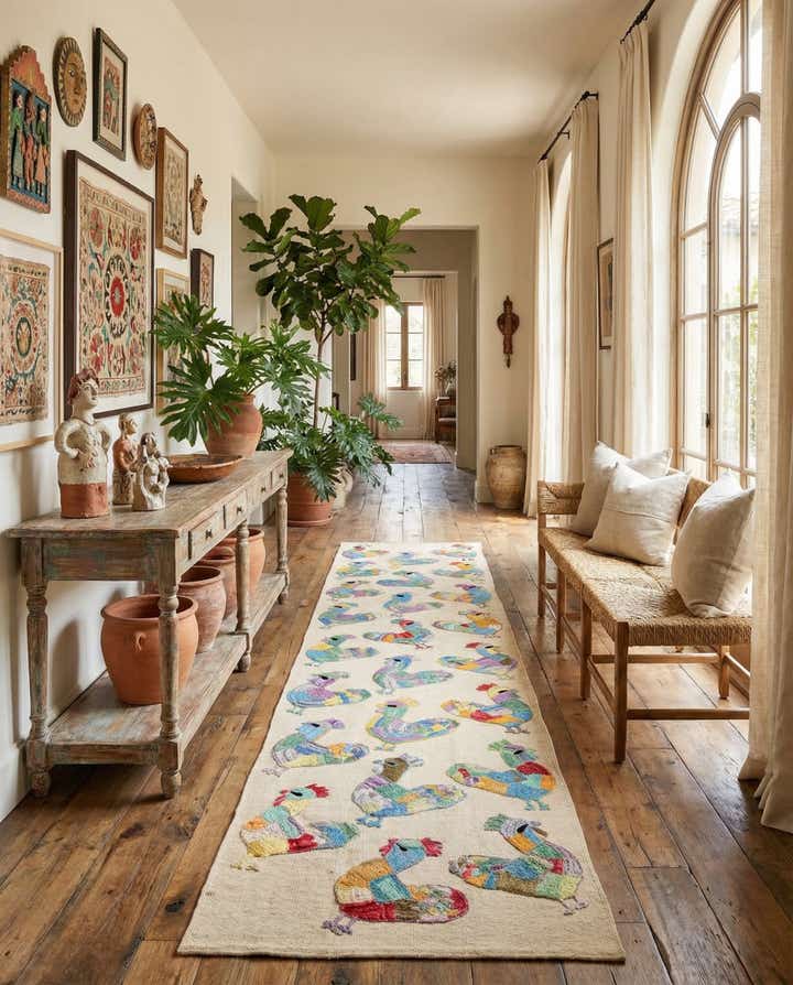 2' 4 x 9' 3 Hand Woven Kilim Suzani Wool Runner Rug