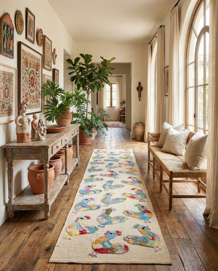 Detail image of 2' 4 x 9' 3 Hand Woven Kilim Suzani Wool Runner Rug