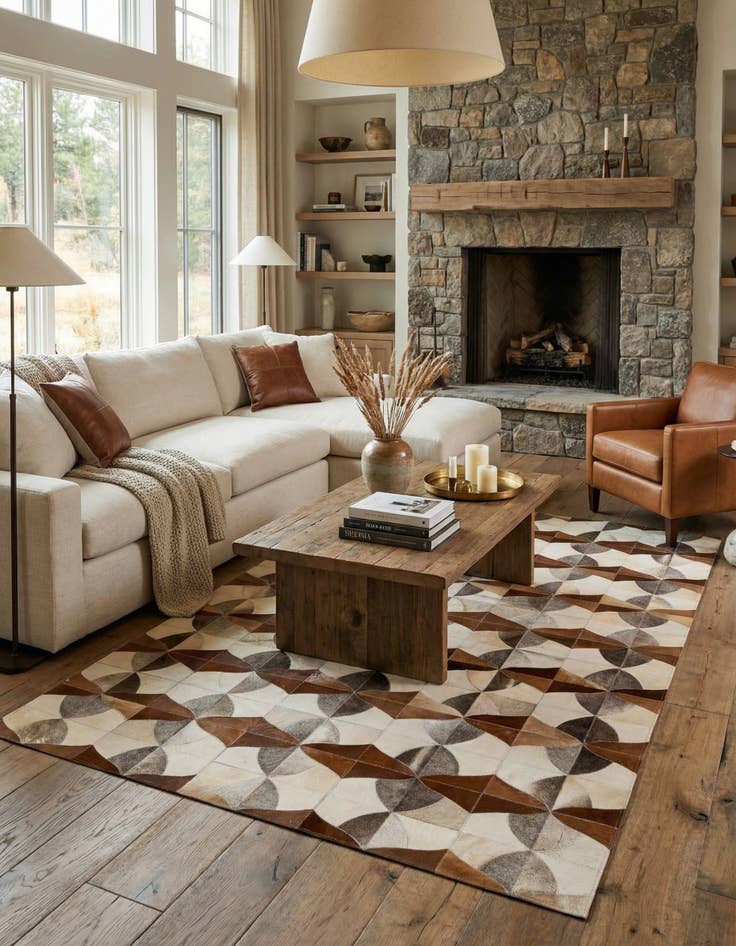 Detail image of  4' 11 x 7' 10 Cowhide - Patchwork Rug