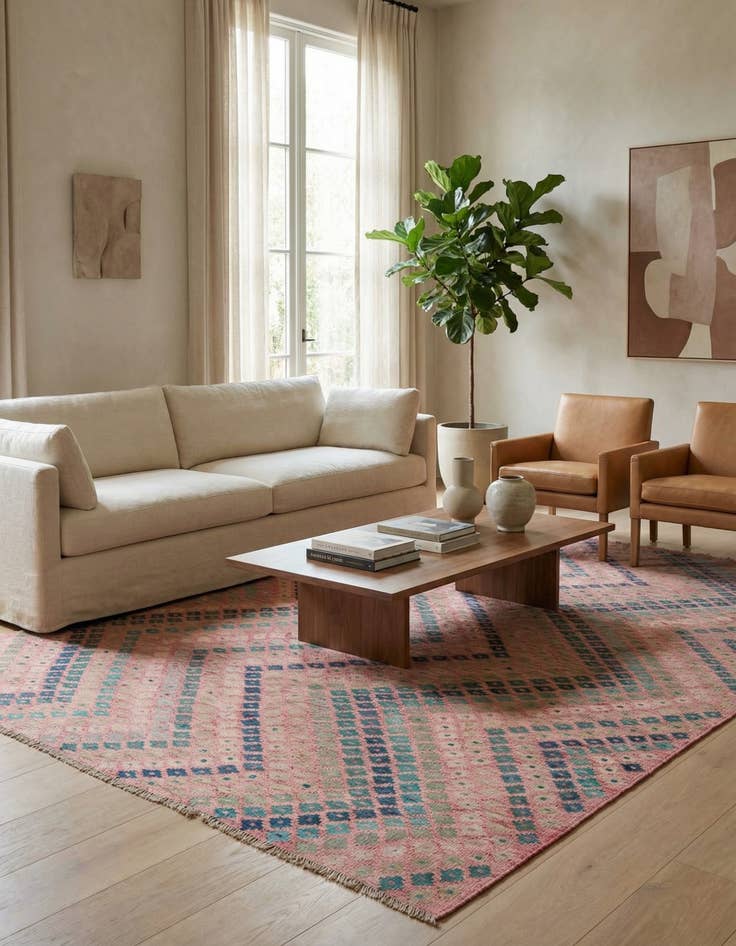 Detail image of 7' 1 x 9' 5  Hand Woven Kilim Modern Wool Rug