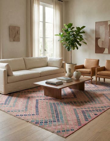 7' 1 x 9' 5 Hand Woven Kilim Modern Wool Rug