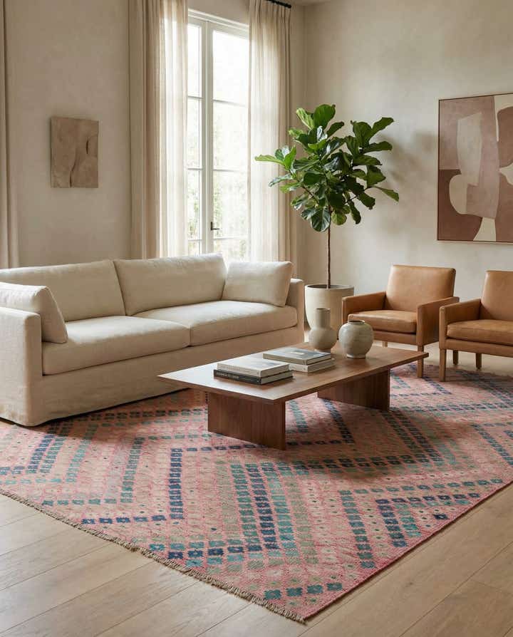 7' 1 x 9' 5 Hand Woven Kilim Modern Wool Rug