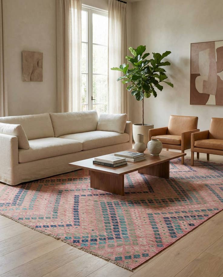 Detail image of 7' 1 x 9' 5 Hand Woven Kilim Modern Wool Rug