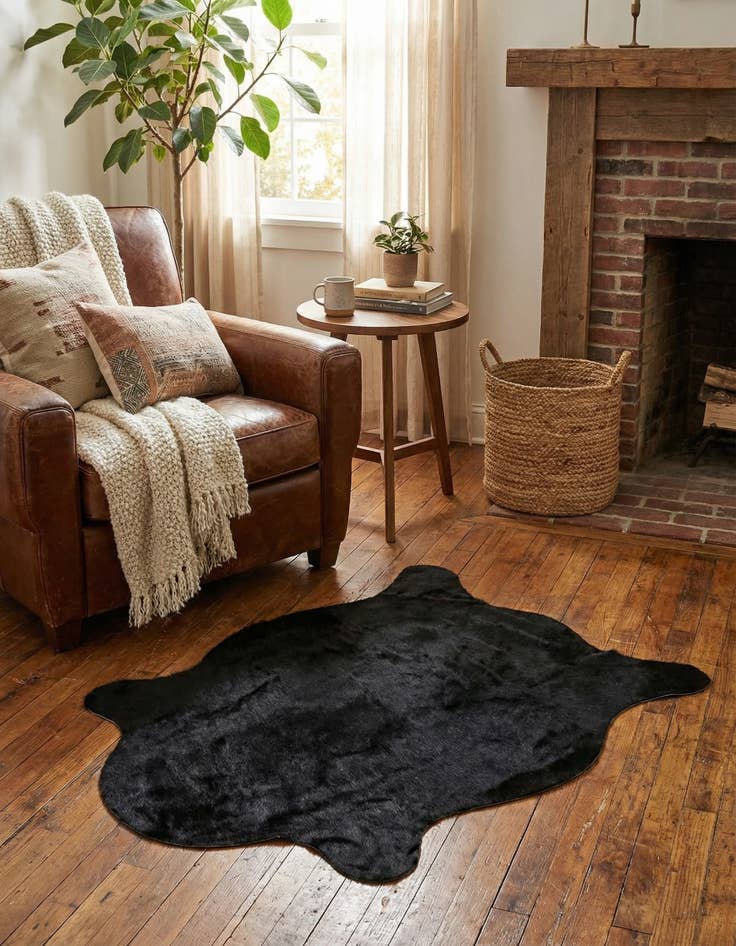 Detail image of 2' 1 x 2' 10 Cowhide Leather Rug