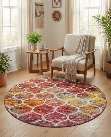  4' x 4' Lattice Frieze Round Rug
