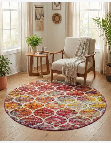 4' x 4' Trellis Frieze Round Rug