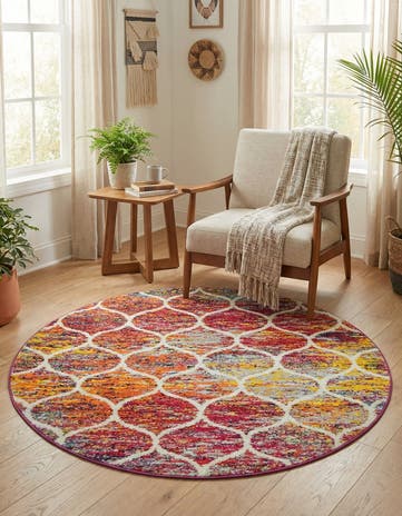 4' x 4' Trellis Frieze Round Rug