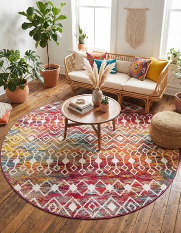 multi Moroccan Trellis Round Rug