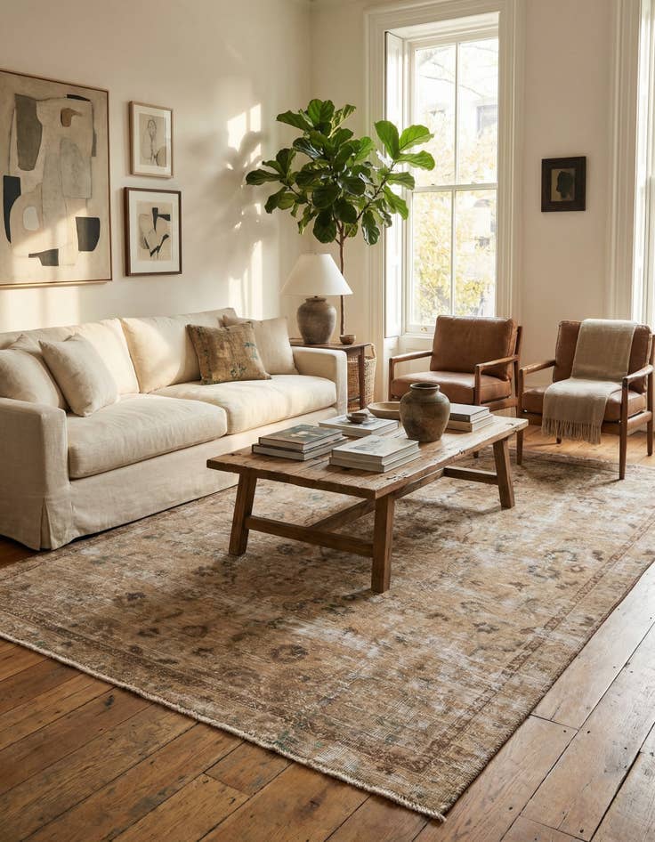 Detail image of  6' x 8' 4  Hand Knotted Ultra Vintage Persian Wool Rug