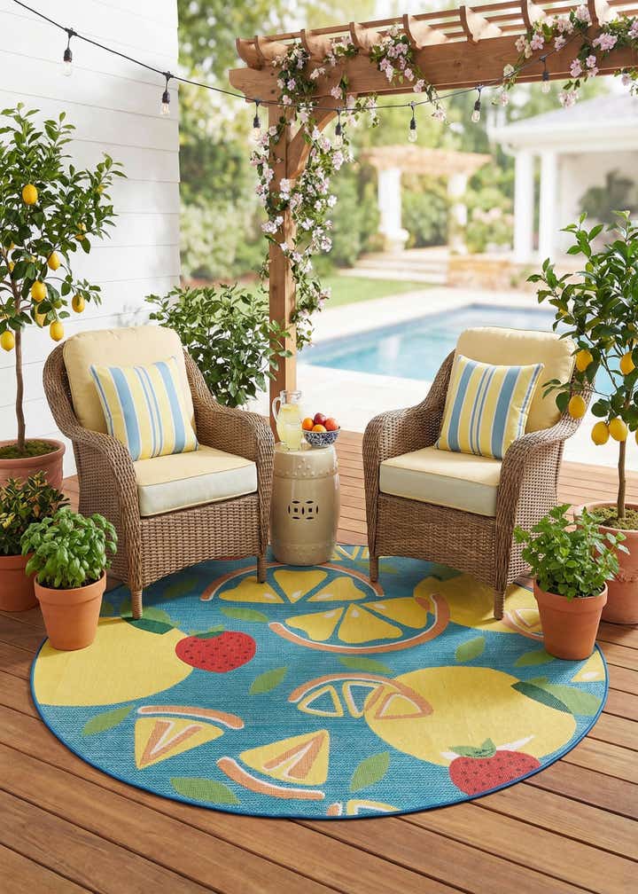 10' x 10' Easy-Clean Baja Indoor / Outdoor Round Rug