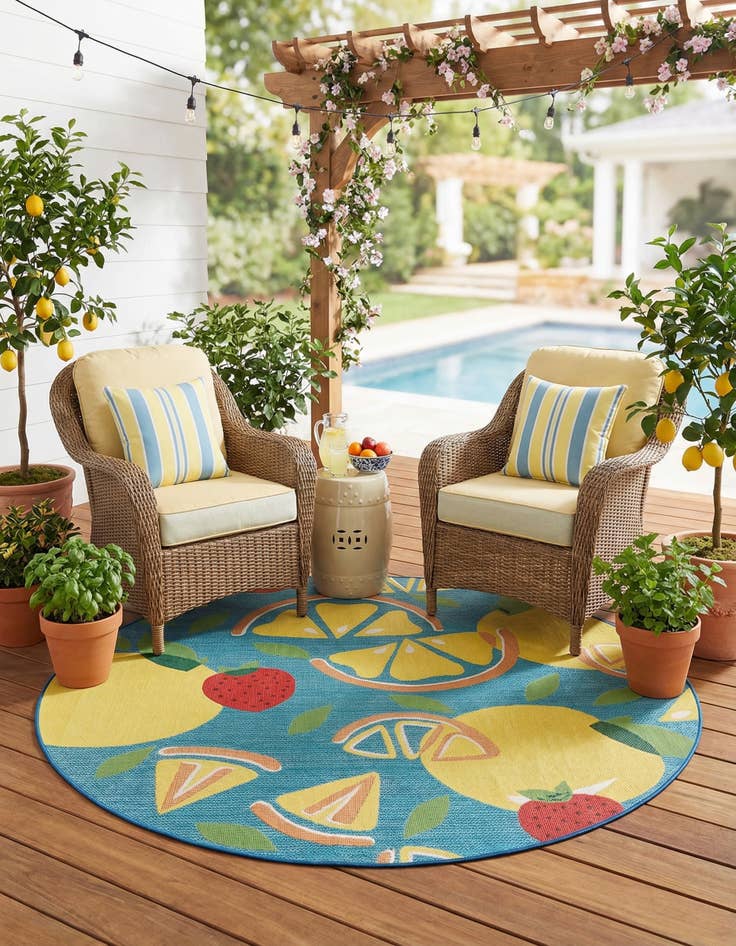 Detail image of 10' x 10'  Washable Baja Indoor / Outdoor Round Rug