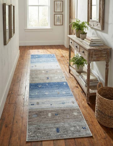 Blue Gray Gabbeh Runner Rug