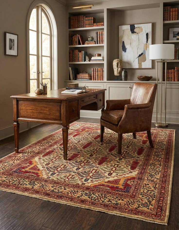 Detail image of 5' x 6' 6  Hand Knotted Ariana Ziegler Oriental Rug