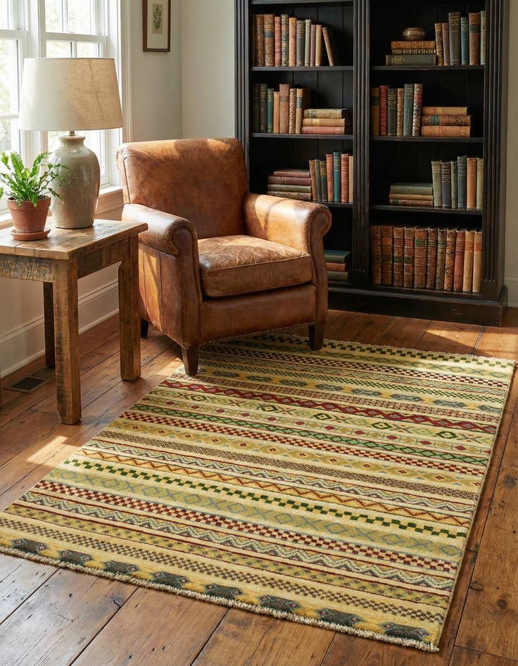 Detail image of 2' 10 x 4'  Hand Knotted Modern Ziegler Rug