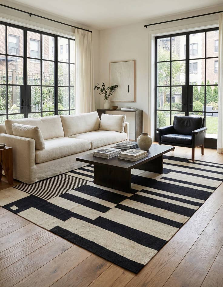 Detail image of 5' 1 x 6' 7 Hand Woven Kilim Modern Wool Rug