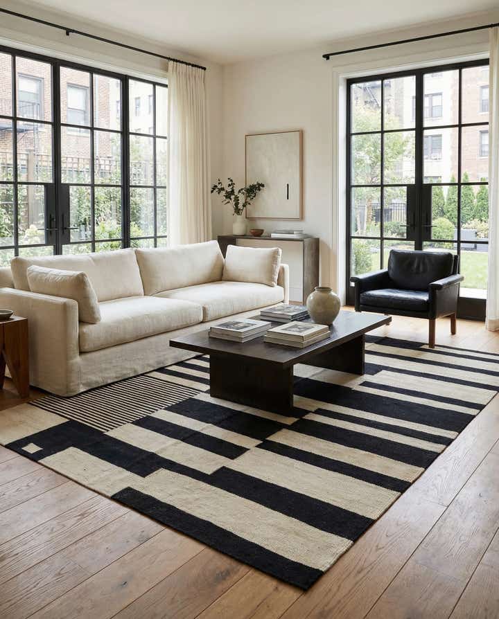 5' 1 x 6' 7 Hand Woven Kilim Modern Wool Rug