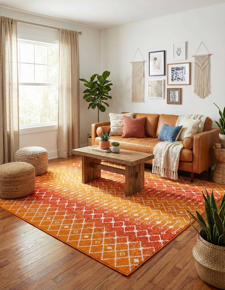 Detail image of 10' x 10' Moroccan Trellis Square Rug