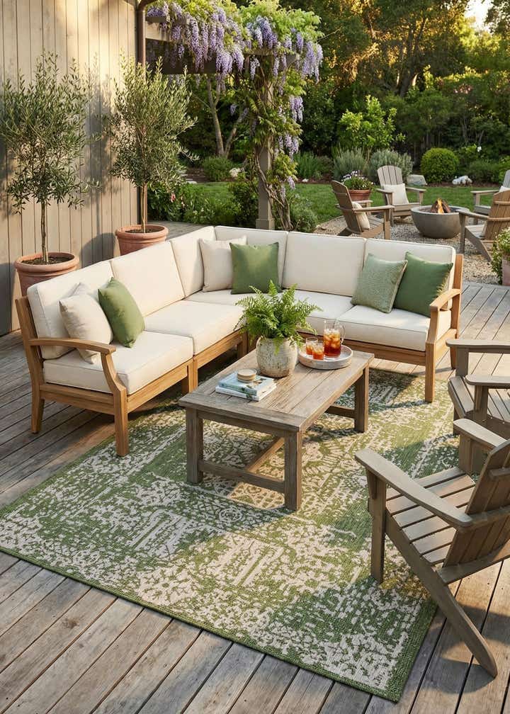 9' x 12' Easy-Clean Traditional Indoor / Outdoor Rug