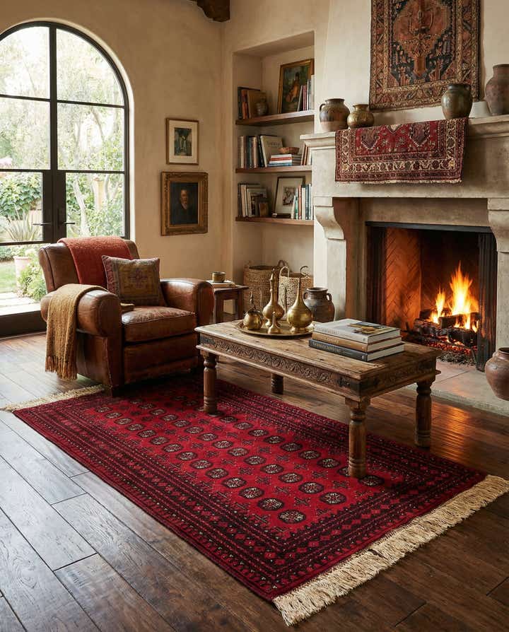 3' 5 x 6' 2 Afghan Akhche Wool Rug