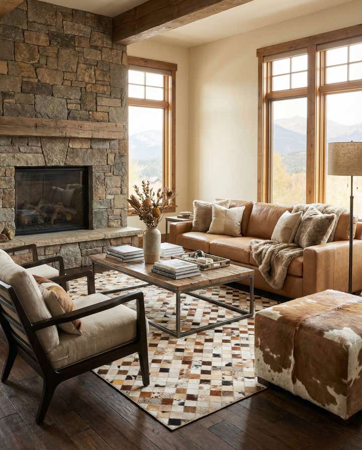 5' x 8' Cowhide Leather Rug