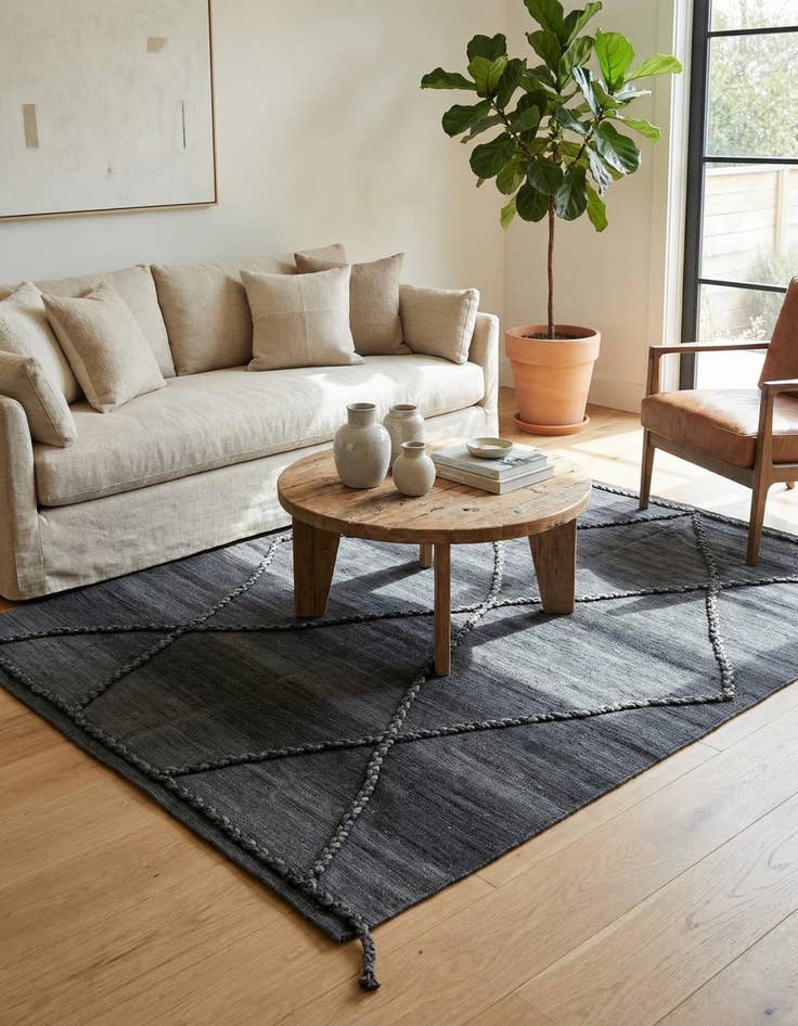 Detail image of 4' 2 x 5' 10  Hand Woven Kilim Modern Wool Rug