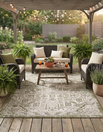 6' x 9' Easy-Clean Aztec Indoor / Outdoor Rug