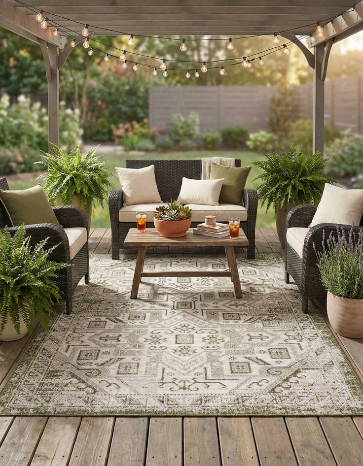 Detail image of 6' x 9'  Washable Aztec Indoor / Outdoor Rug