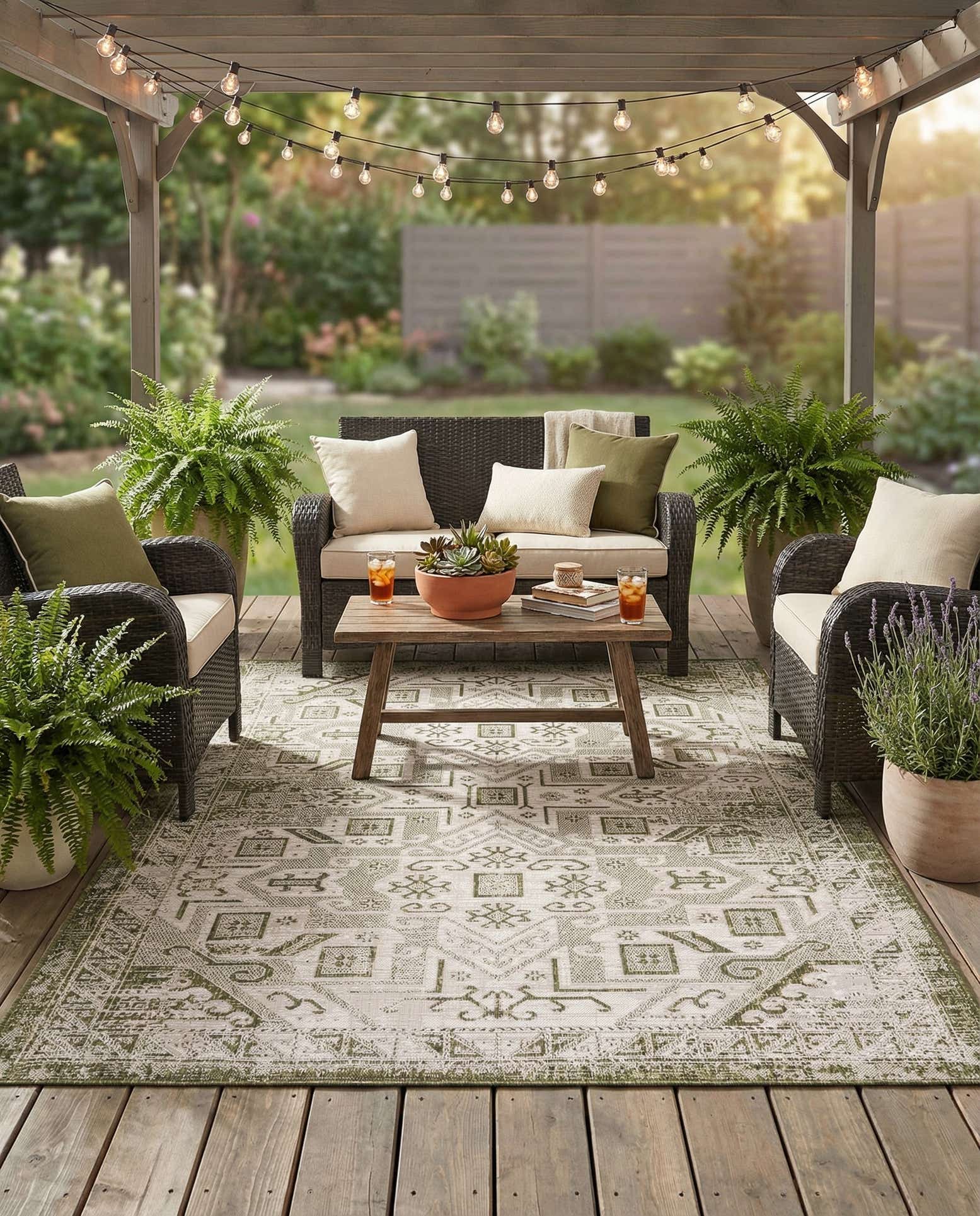 6' x 9' Easy-Clean Aztec Indoor / Outdoor Rug