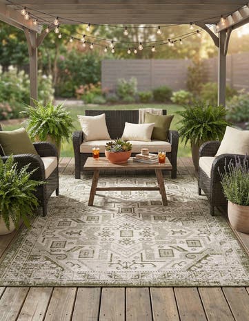 6' x 9' Easy-Clean Aztec Indoor / Outdoor Rug