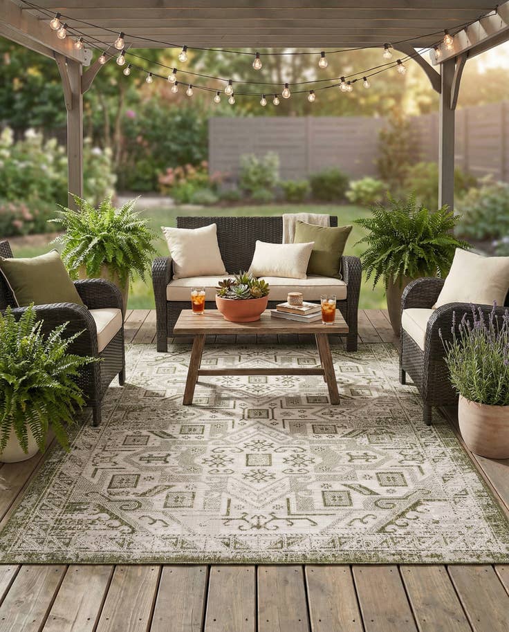 Detail image of 6' x 9' Easy-Clean Aztec Indoor / Outdoor Rug