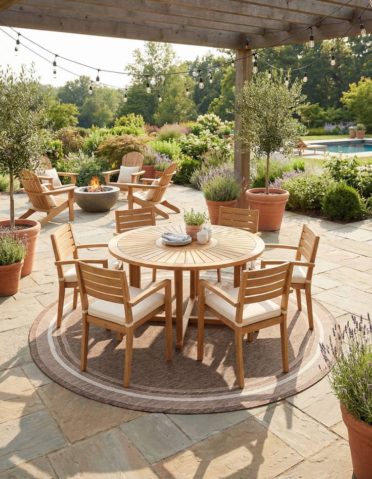 Detail image of 10' x 10' Easy-Clean Border Indoor / Outdoor Round Rug