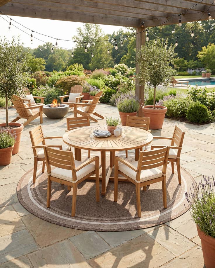 Detail image of 10' x 10' Easy-Clean Border Indoor / Outdoor Round Rug