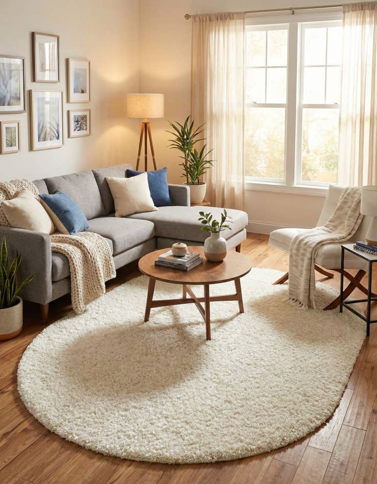 Detail image of  7' 10 x 10' Solid Shag Oval Rug