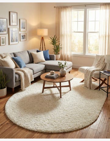 7' 10 x 10' Solid Shag Oval Rug