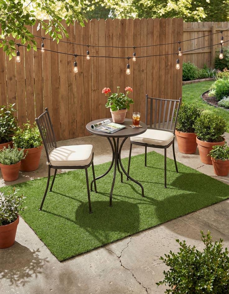 Detail image of 5' x 7'  Washable Grass Indoor / Outdoor Rug