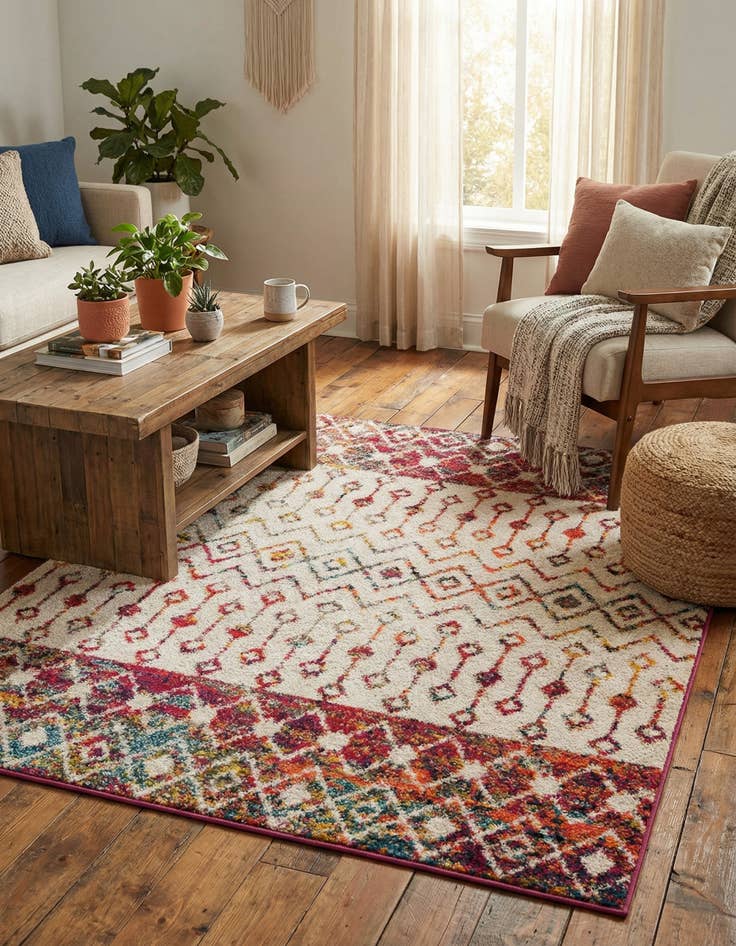 Detail image of  4' x 4' Moroccan Trellis Square Rug