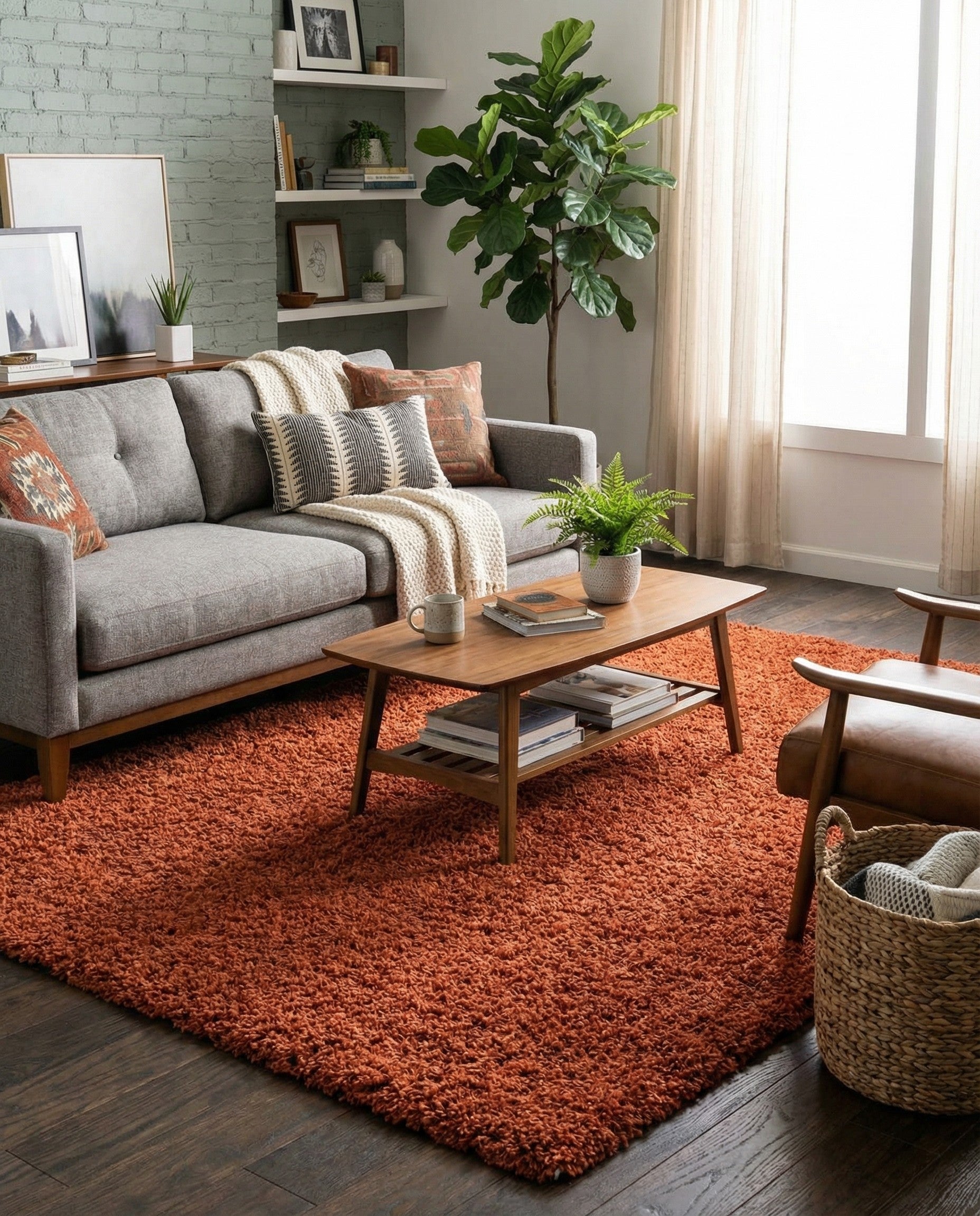  6' x 9' Solid Shag Rug