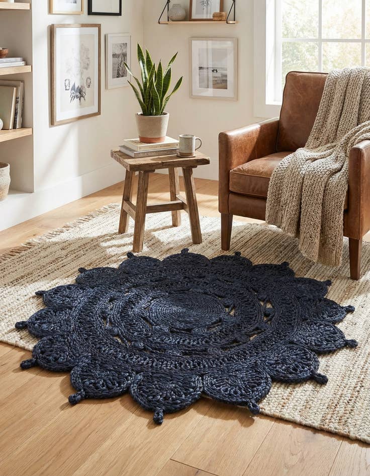 Detail image of 3' 1 x 3' 1  Hand Braided Jute Round Rug