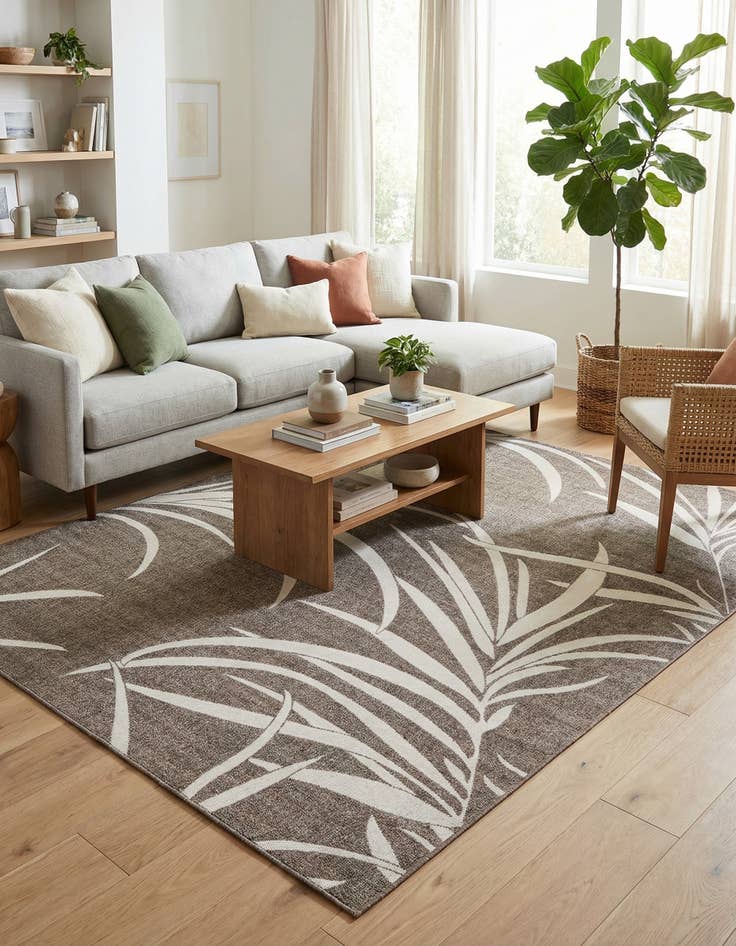 Detail image of 9' x 12' 2  Washable Botanical Indoor / Outdoor Rug