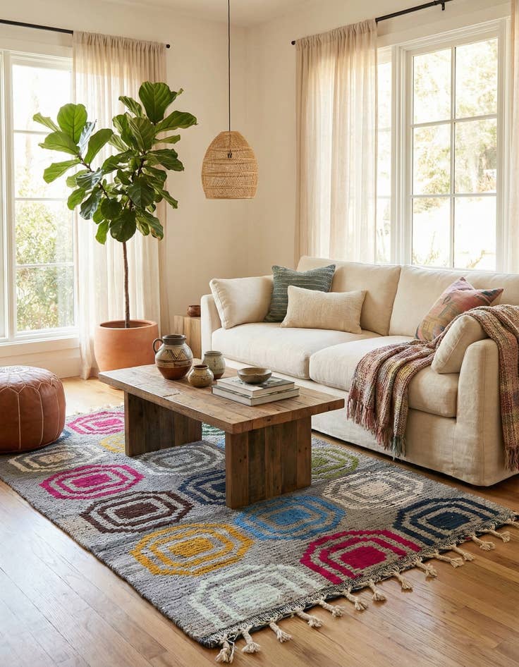 Detail image of 5' x 7' 8  Hand Knotted Moroccan Wool Rug