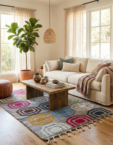 5' x 7' 8 Hand Knotted Moroccan Wool Rug