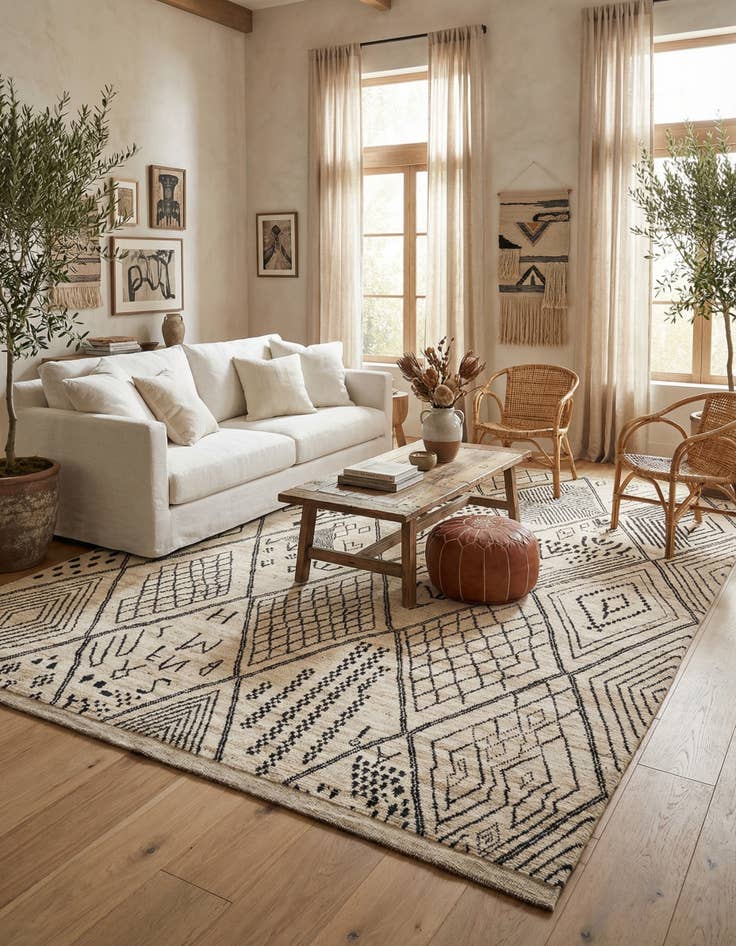 Detail image of  10' 7 x 14' 1  Hand Knotted Moroccan Wool Rug