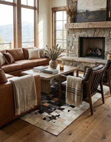5' x 7' 9 Cowhide Stocks Rug