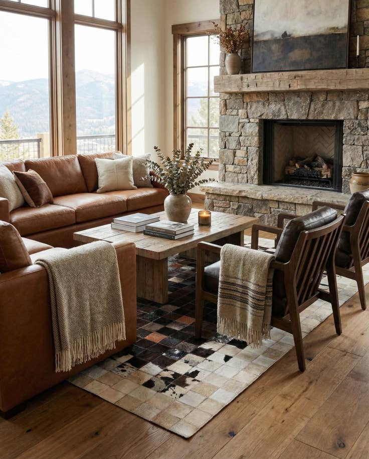 Detail image of 5' x 7' 9 Cowhide Stocks Rug